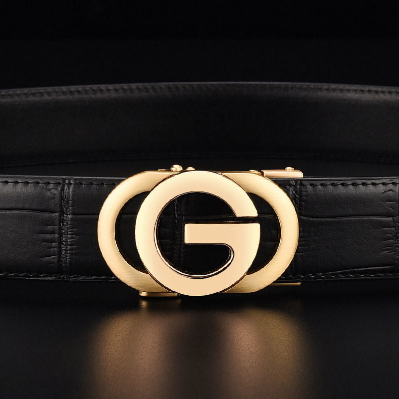 Cross-border foreign trade Hot Sale men's leather belt crocodile pattern Comfort Click belt cowhide G word pant belt fashion business simplicity