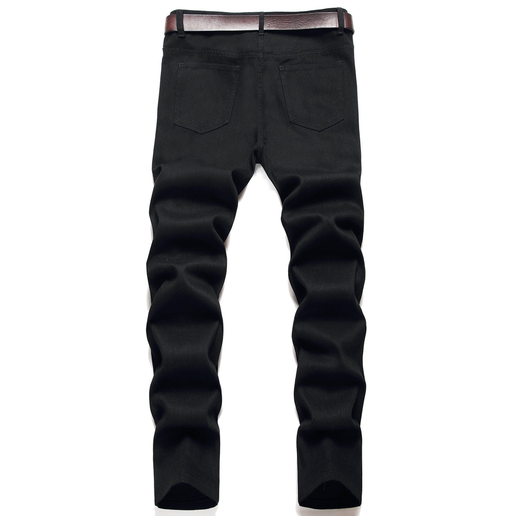 Black jeans 2025 autumn and winter New ripped men's pants exclusive for cross-border foreign trade export pure black men's jeans
