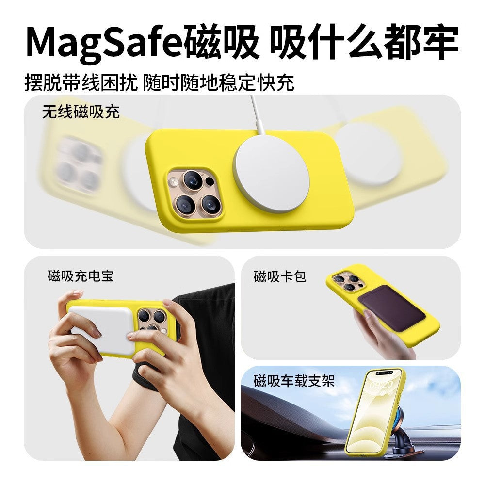 Magnetic animation pop-up window for Apple 16promax comes with AI button iPhone16 liquid silicone phone case
