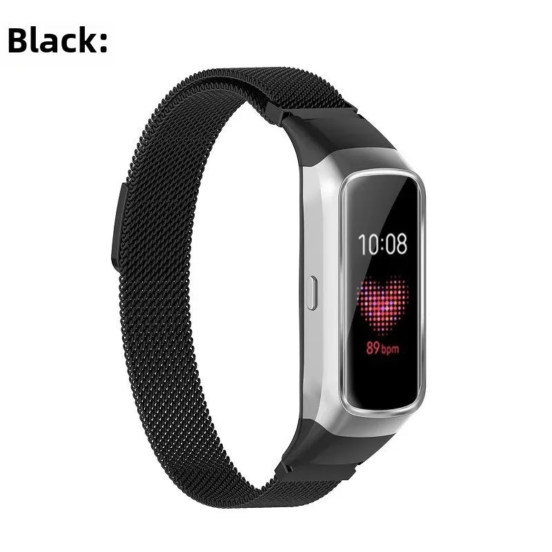 For Samsung galaxy fit SM-R370 Milan strap three beads stainless steel with bamboo joint leather belt