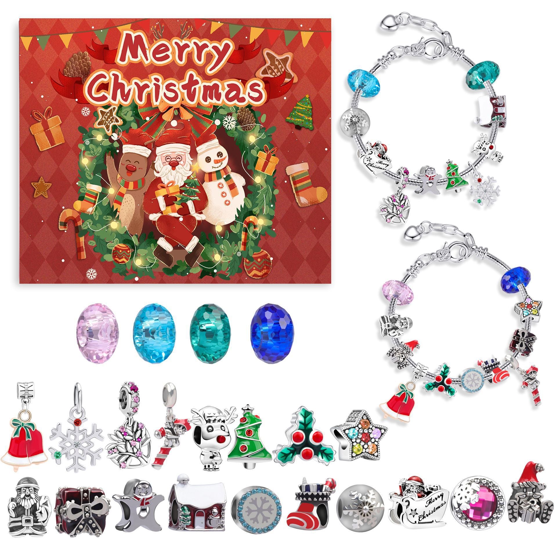 Cross-border new arrival Christmas creative blind box bracelet handmade diy24 grid educational jigsaw puzzle exquisite gift set