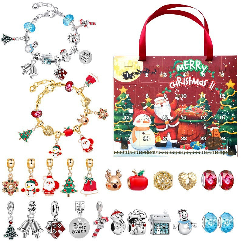 Cross-border new arrival Christmas creative blind box bracelet handmade diy24 grid educational jigsaw puzzle exquisite gift set