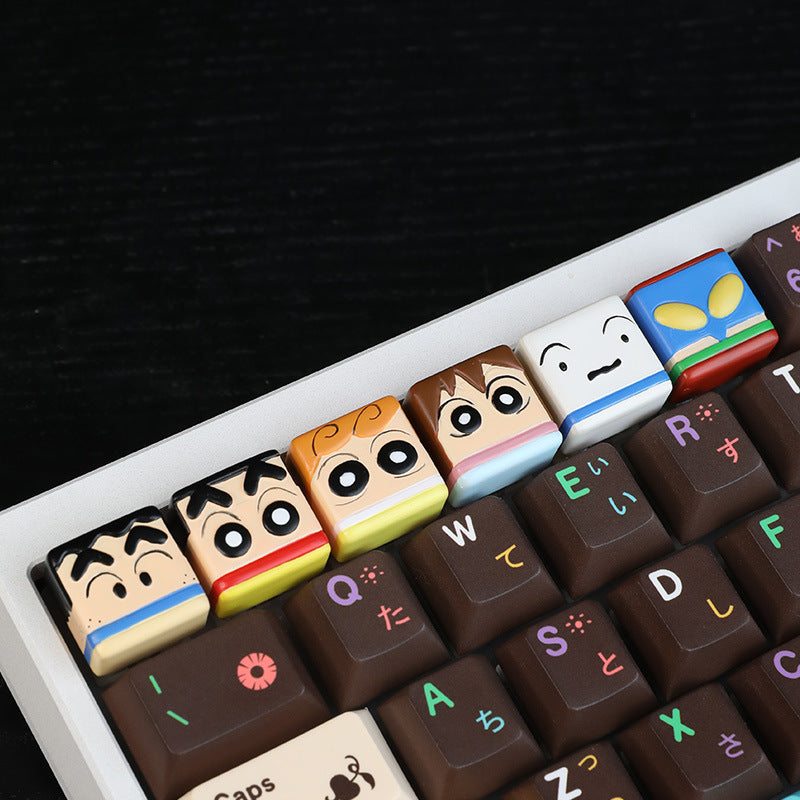 Yeyuan family crayon Xiaoxin unique keycap resin cross mechanical key cap cute single 3D Three-Dimensional Key cap
