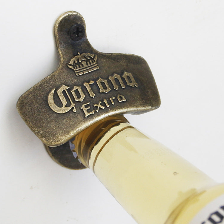 Cross-border supply creative wall-mounted fixed beer bottle opener Corona zinc alloy bottle opener
