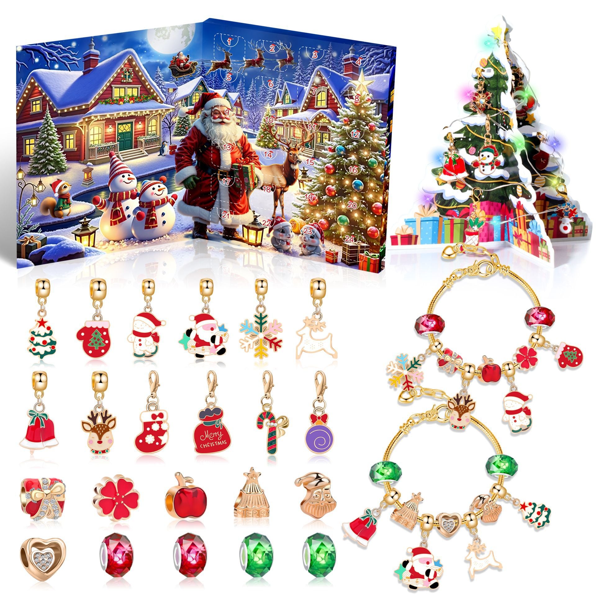 Cross-border new arrival Christmas creative blind box bracelet handmade diy24 grid educational jigsaw puzzle exquisite gift set
