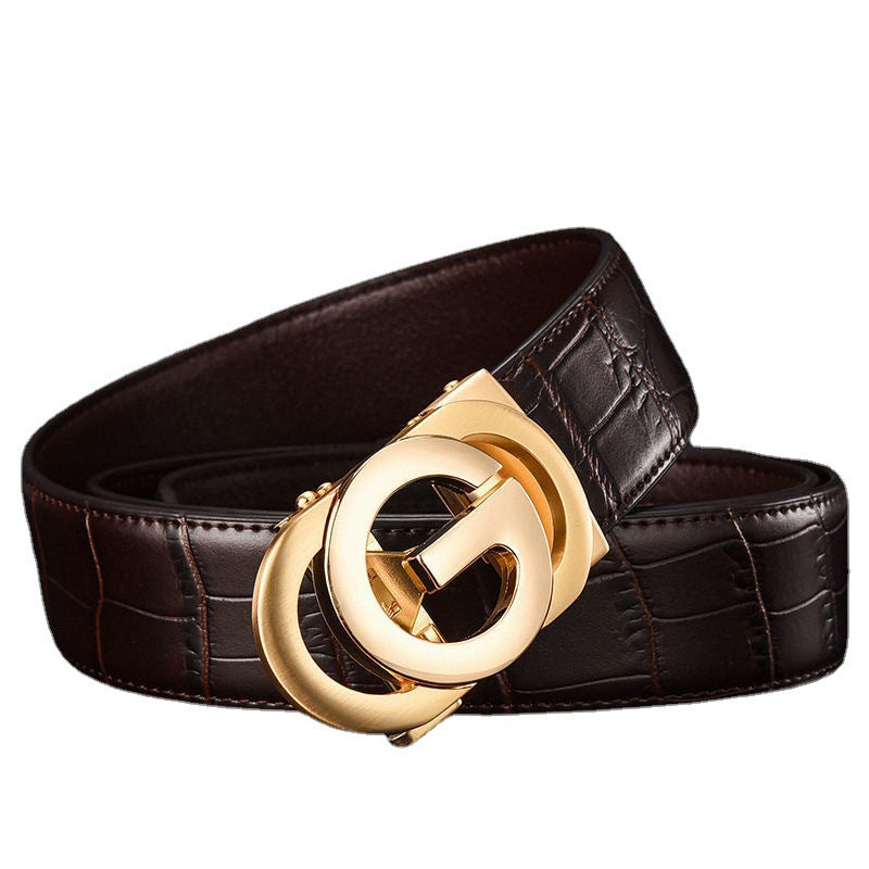 Cross-border foreign trade Hot Sale men's leather belt crocodile pattern Comfort Click belt cowhide G word pant belt fashion business simplicity