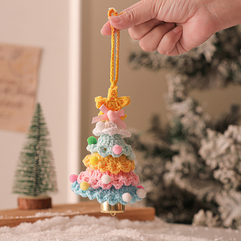 Exclusive for cross-border plush Christmas pendant wool crocheted Christmas tree small ornaments Christmas decoration automobile hanging ornament
