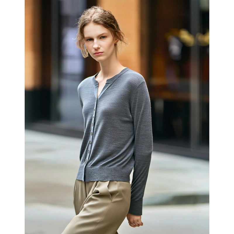 [German Yangzi yarn 100 wool] 18-pin bottoming sweater 25 autumn and winter New woolen sweater high-end cardigan