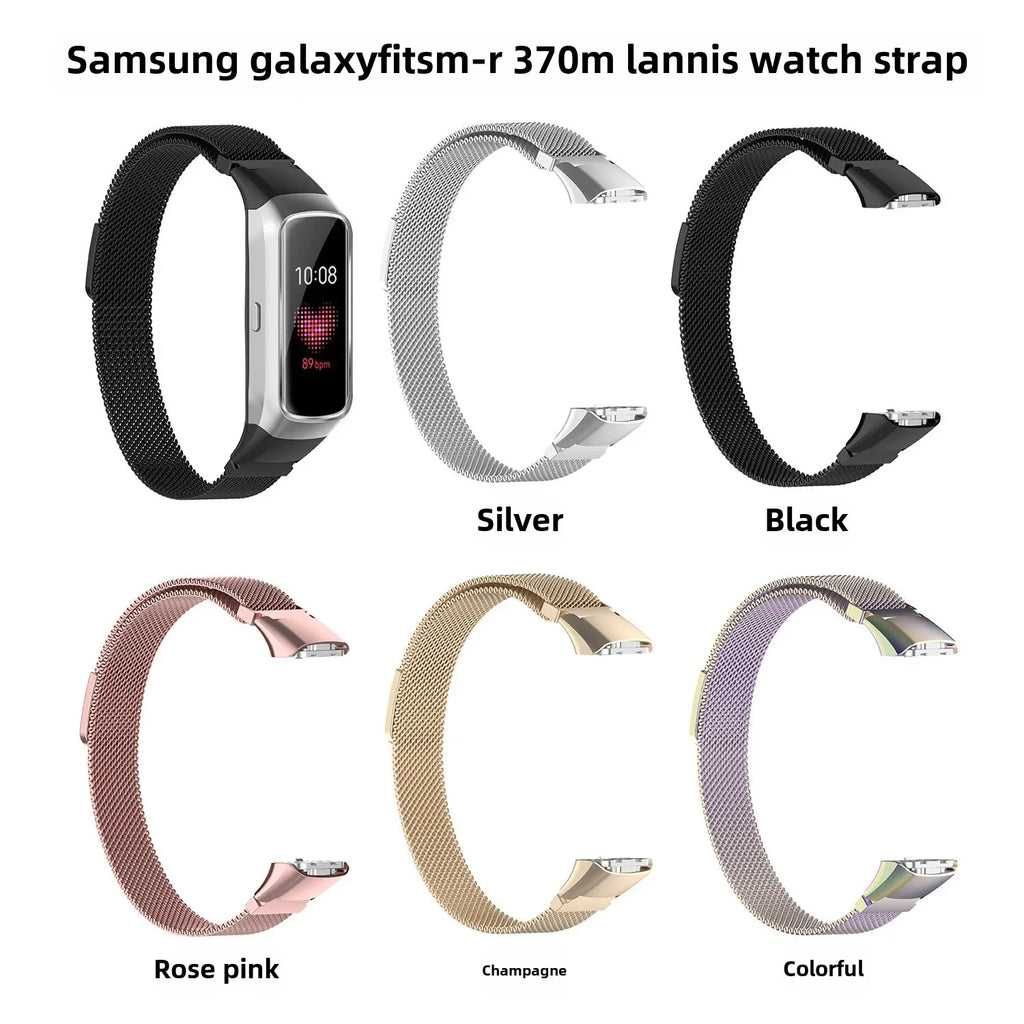 For Samsung galaxy fit SM-R370 Milan strap three beads stainless steel with bamboo joint leather belt