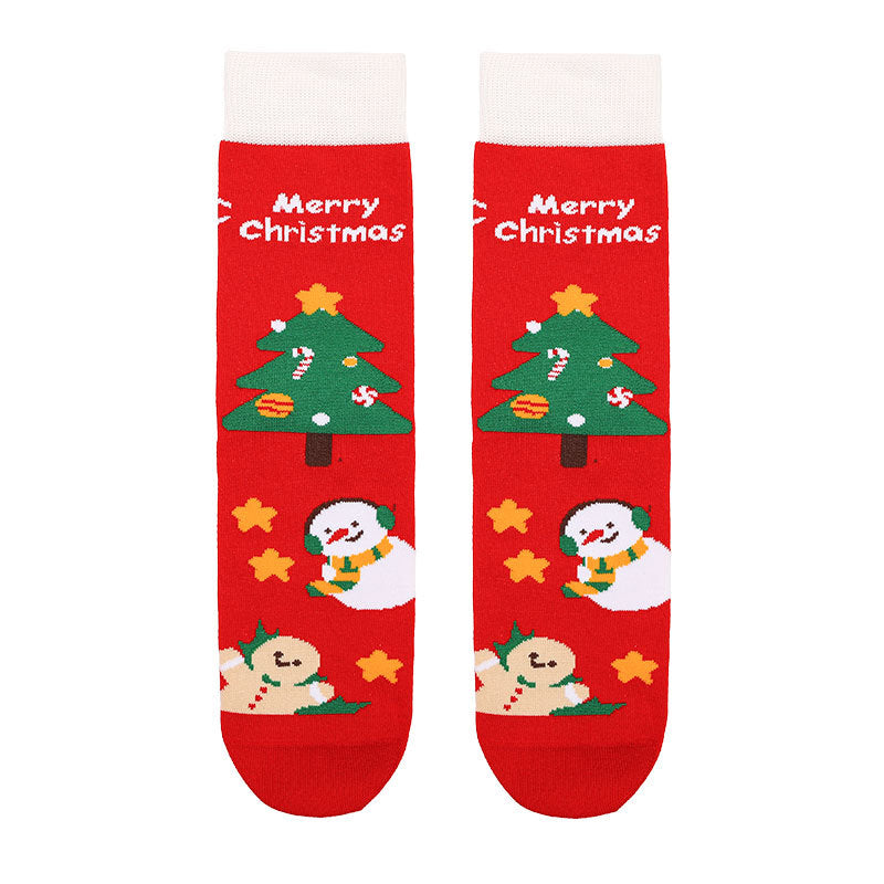 2025 Christmas socks gift box combed cotton socks autumn and winter one Amazon cross-border Christmas supply in stock red socks