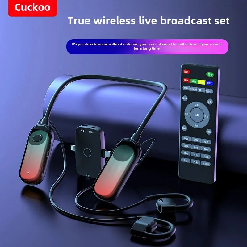 Cuckoo G10 sound card earphone integrated Internet celebrity wireless halter open outdoor professional singing microphone equipment