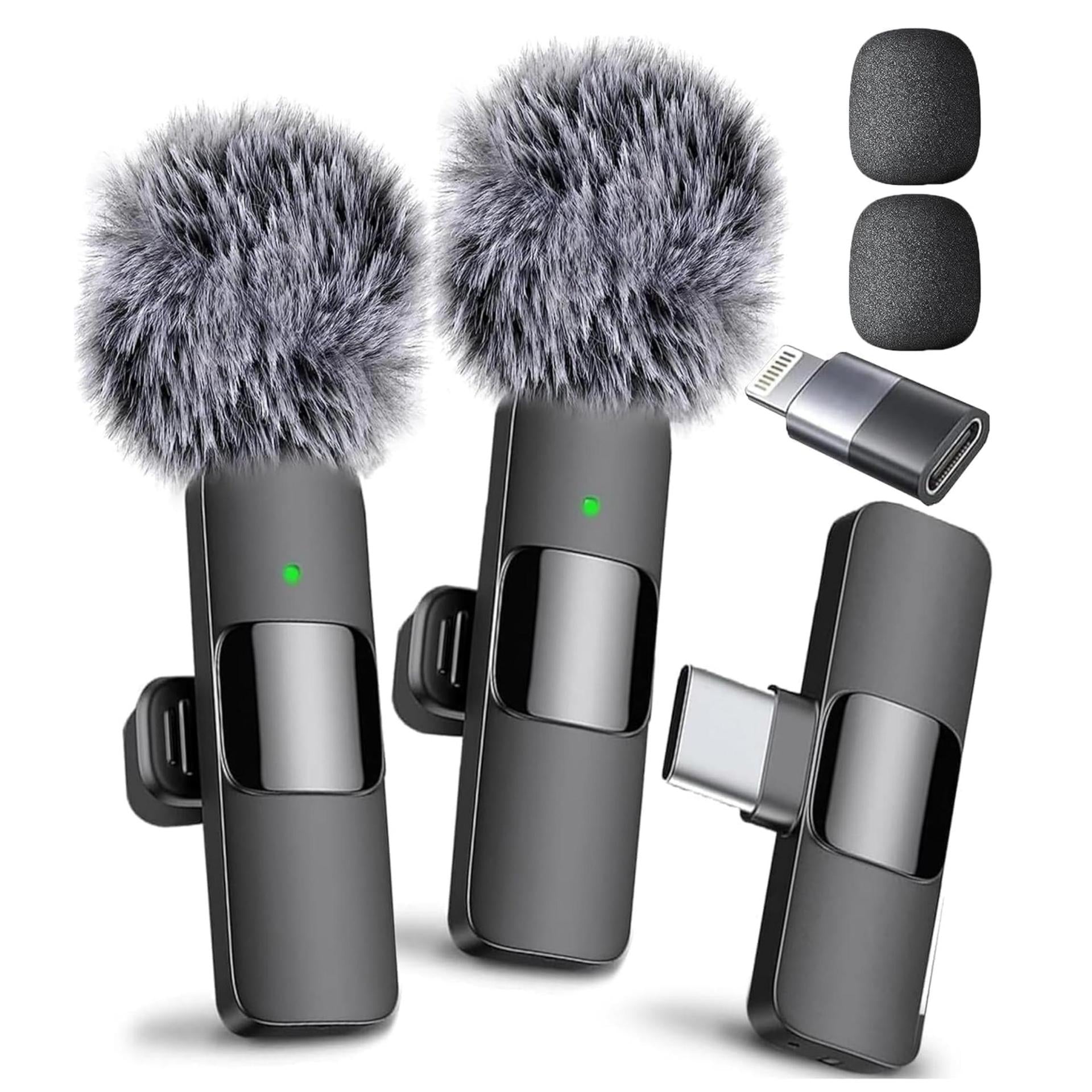Hot Selling product wireless lavalier microphone K1 one drag two Tik Tok live stream Intelligent Noise reduction wireless mini microphone