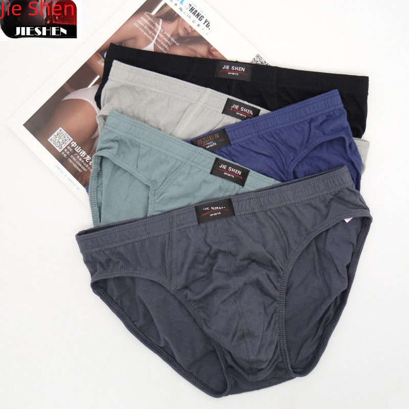 5-pack wholesale men's cotton underpants men's breathable underwear briefs mid waist plus size fat guy panties cross-border