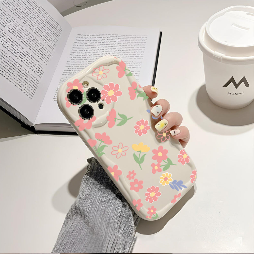 Phone case iPhone13 Apple 15pm fresh 14pro flower 12 transparent all-inclusive 11 mobile phone protective case