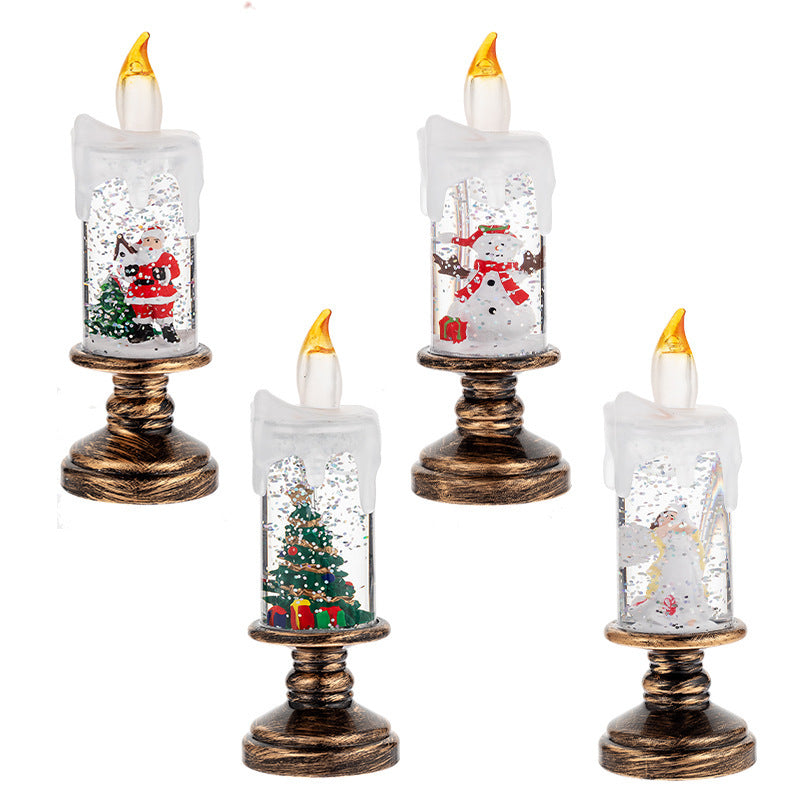 Cross-border new arrival Christmas decorations candle light snow snowflake lights Christmas crystal ball lamp creative Christmas gifts