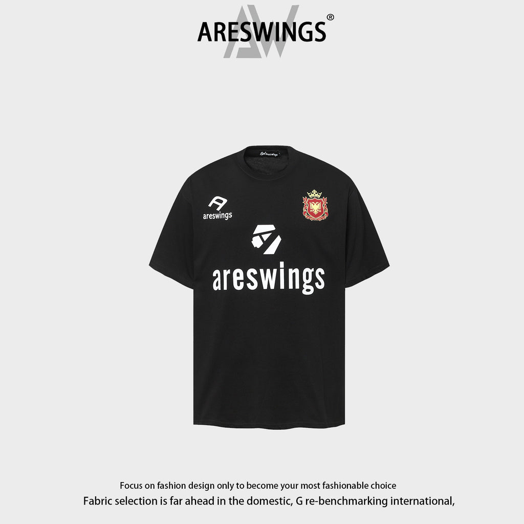 Areswings American sports style digital printing heavy short-sleeved T-shirt men's trendy loose short-sleeved 2874