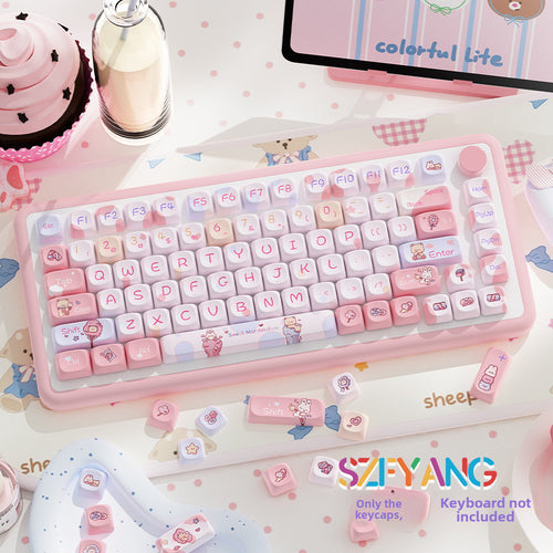 112 key cute unique keycap full five-sided PBT sublimation customized mechanical keyboard cap 68/75/84/98