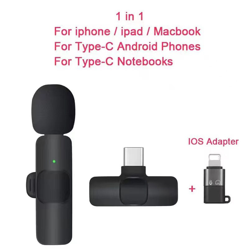 K1K9pro wireless lavalier microphone outdoor mobile live streaming microphone mini noise reduction collar clip microphone