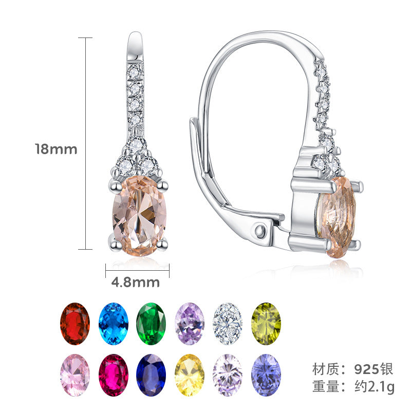 Foreign trade cross-border light luxury s925 silver ear clip zircon with diamond simple and stylish earrings earrings jewelry silver accessories processing