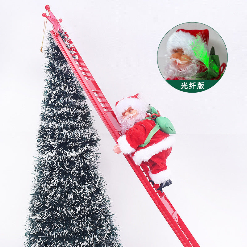 Cross-border Christmas creative gift electric Santa Claus black ladder climbing beads children's toy Christmas decoration