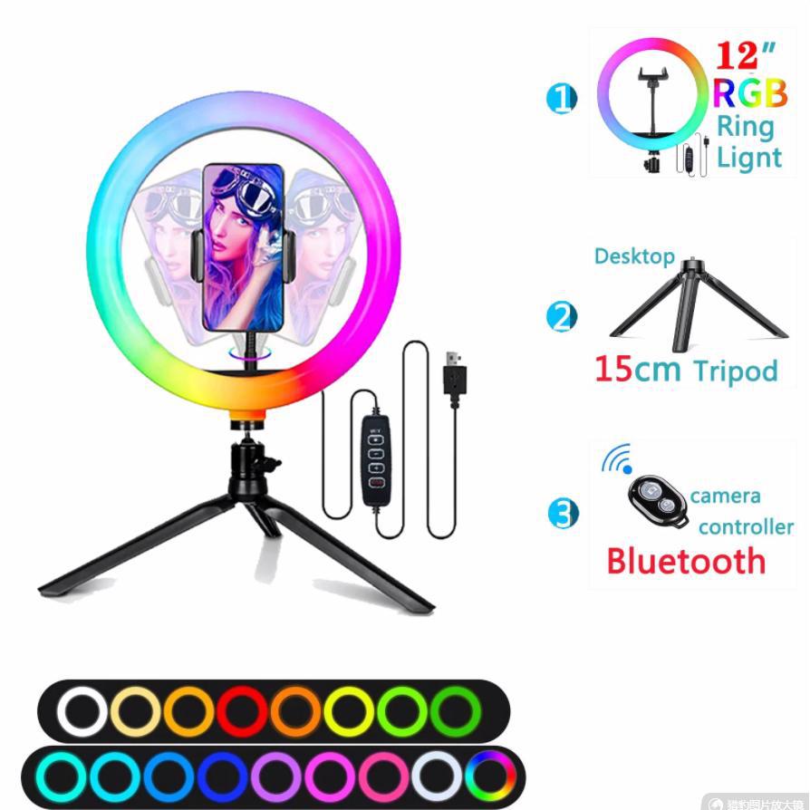 Exclusive for cross-border 10/12-inch RGB video live streaming fill light ring light beauty ring photography light in stock