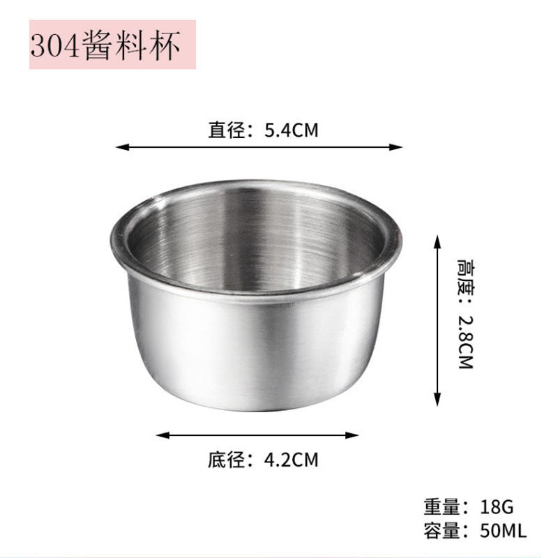 Cross-border 304 stainless steel sauce cup with silicone cover sauce cup outdoor portable tomato salad seasoning saucer dish