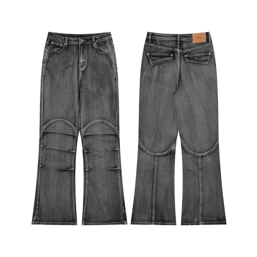 OREETA Retro Patchwork Washed Jeans American Straight Jeans