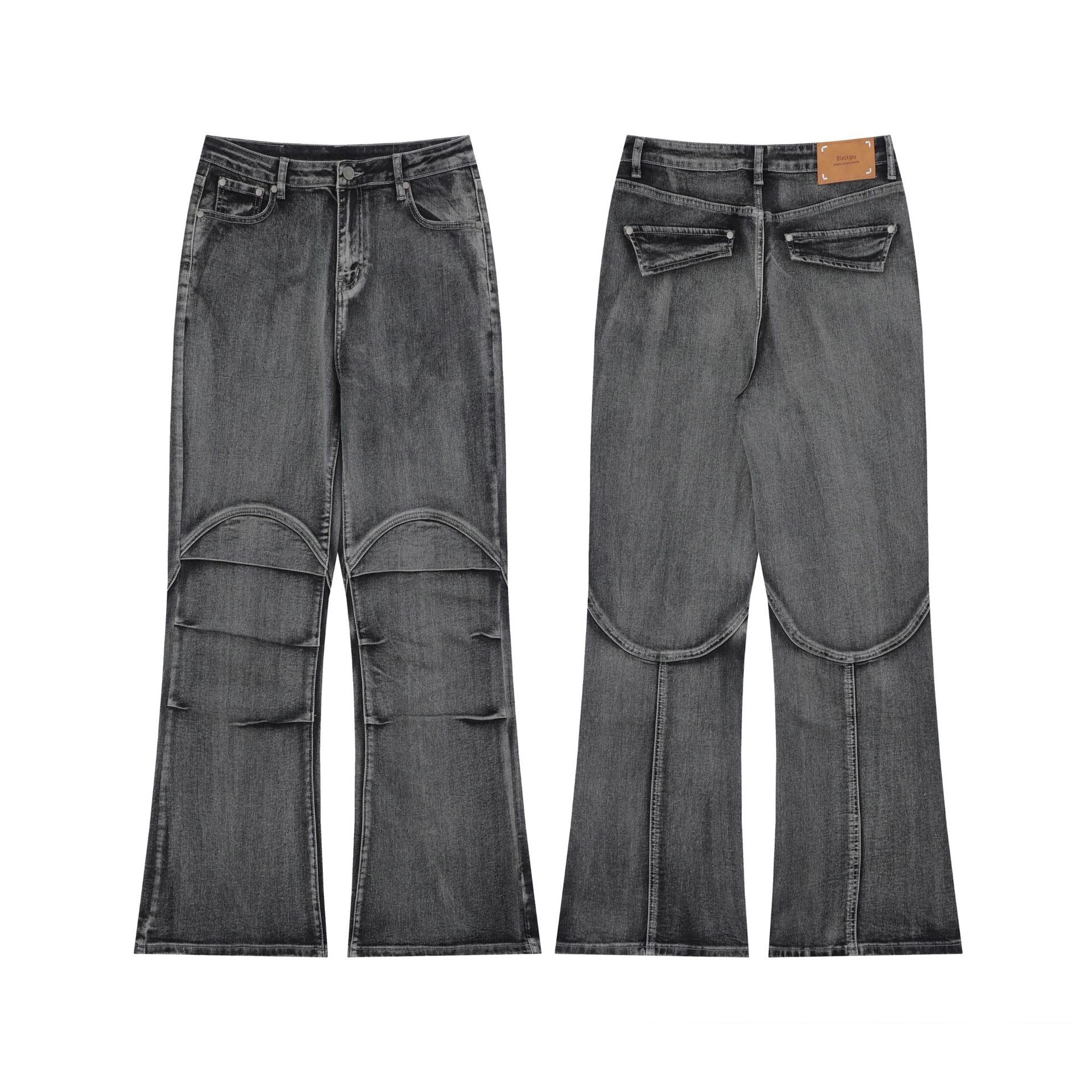 OREETA Retro Patchwork Washed Jeans American Straight Jeans