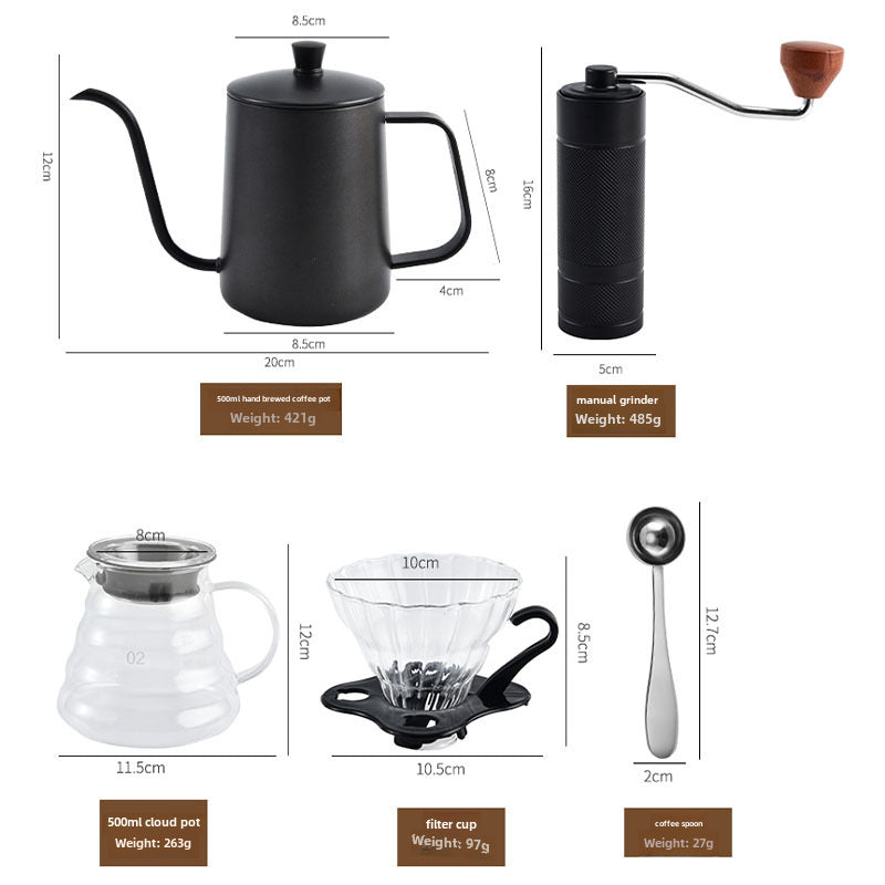 Manually operated coffee grinder suit gift box outdoor household grinder coffeepot coffee pot coffee tools full set