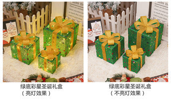 Cross-border new Christmas decoration gift box three-piece set Christmas string light room decoration colored lights decoration lights