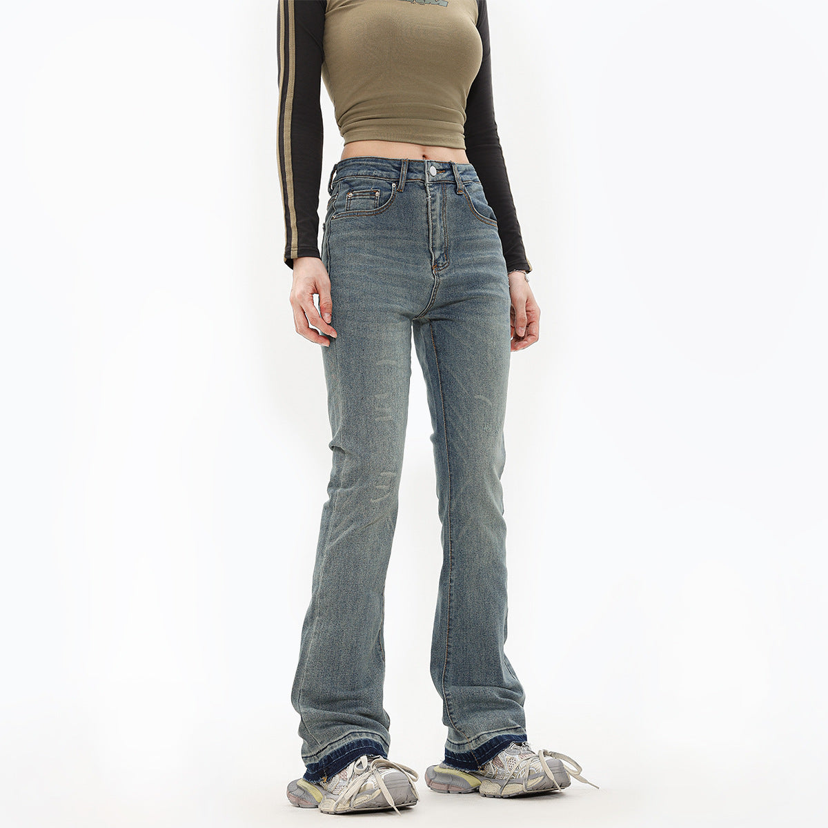 GTS jeans American style skinny jeans women's retro small jeans fashion brand washed slim jeans men