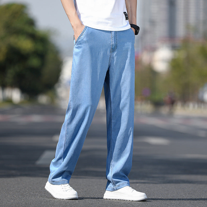 High-end Tencel regular jeans men's micro elastic all-matching comfortable teen trend casual men's straight jeans