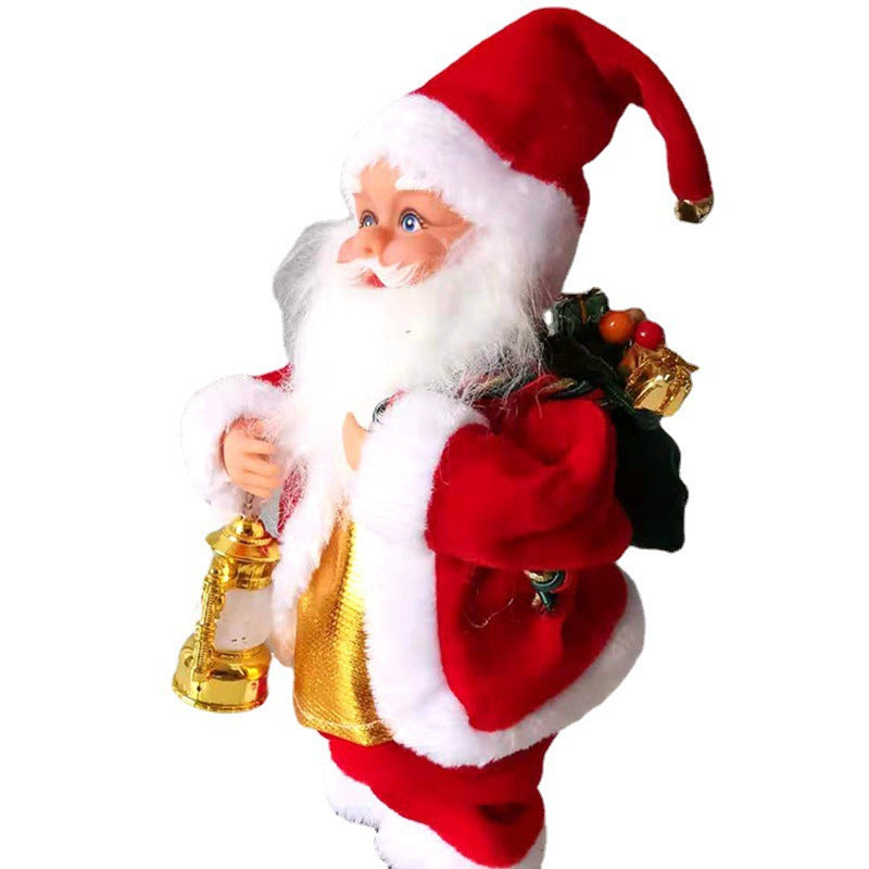 Cross-border electric music feet moving Santa Claus toy kerosene lamp Santa Claus toy holiday decorations