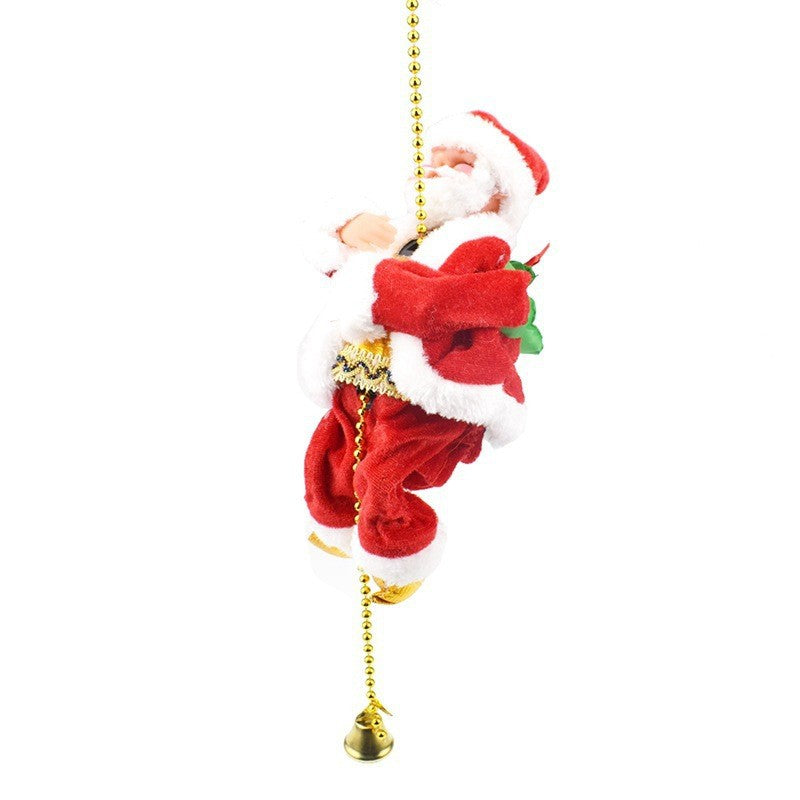 Climbing beads string TikTok plush climbing beads Santa doll toy New Electric Santa Claus shopping mall decoration