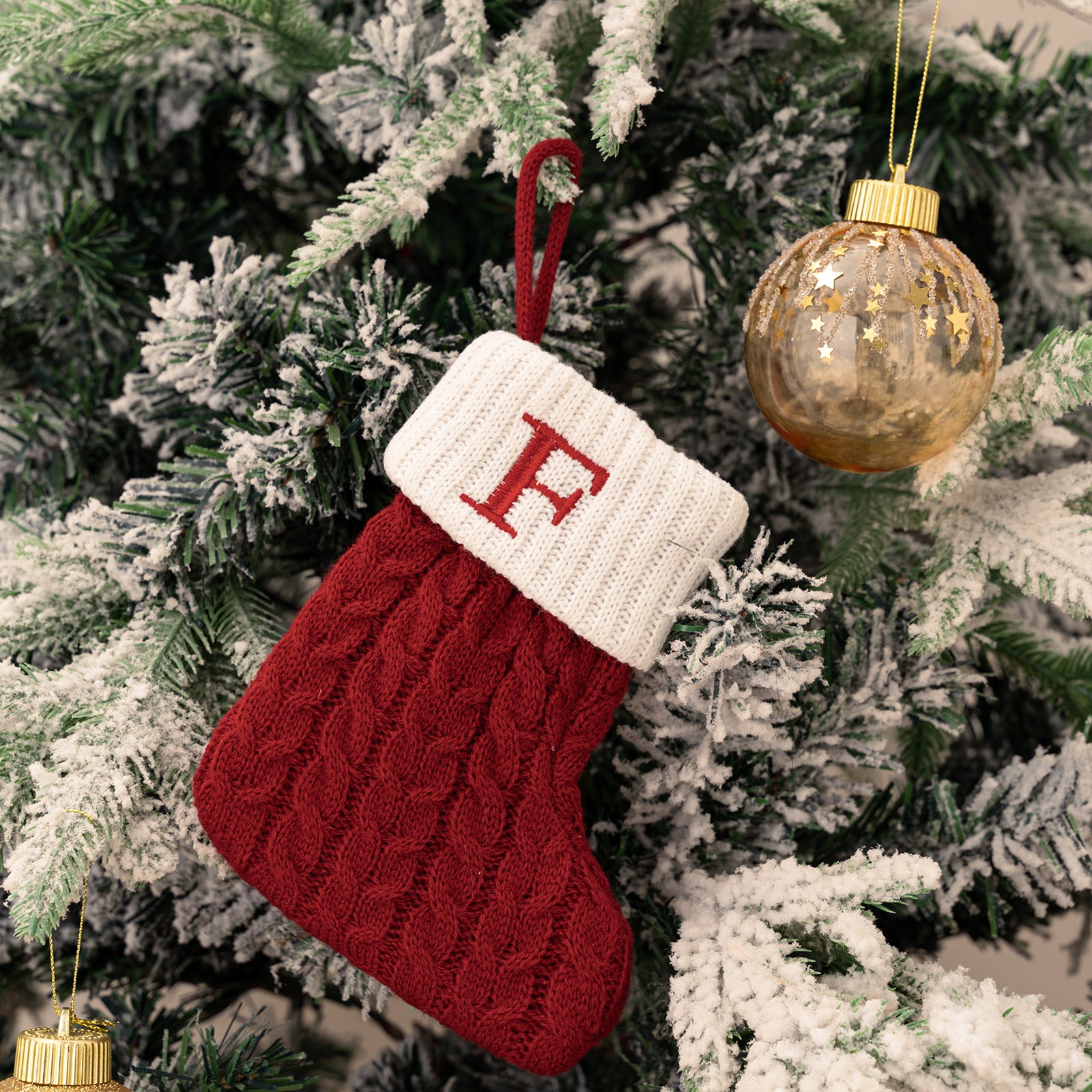 Cross-border cute letters Christmas stockings creative Christmas tree pendant Christmas style wool knitted socks decoration props