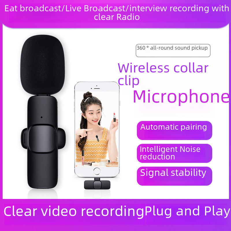 New K1 wireless lavalier microphone mobile live streaming device collar clip wireless mini microphone outdoor live broadcast
