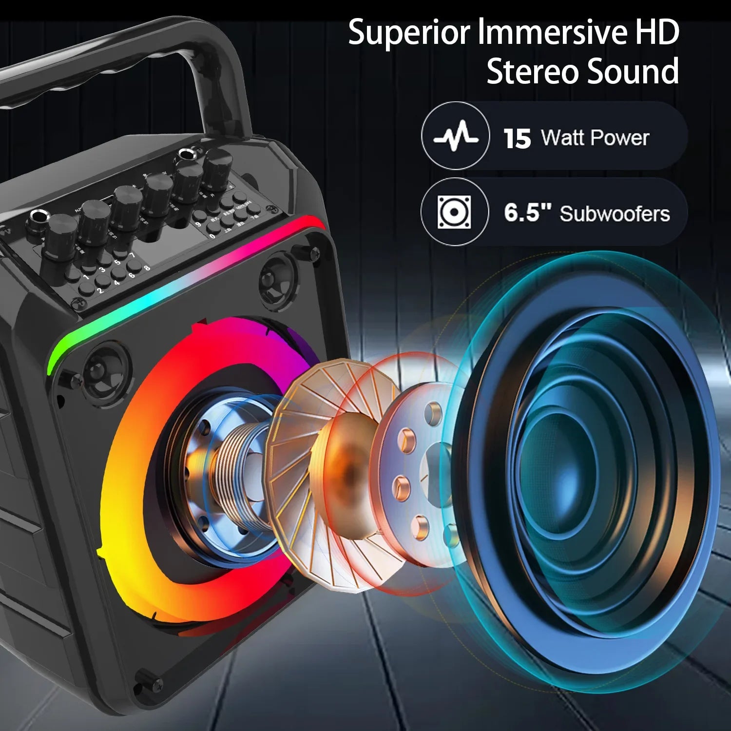 2024 new cross-border portable speaker outdoor KTV microphone Bluetooth integrated machine with dual wireless microphone