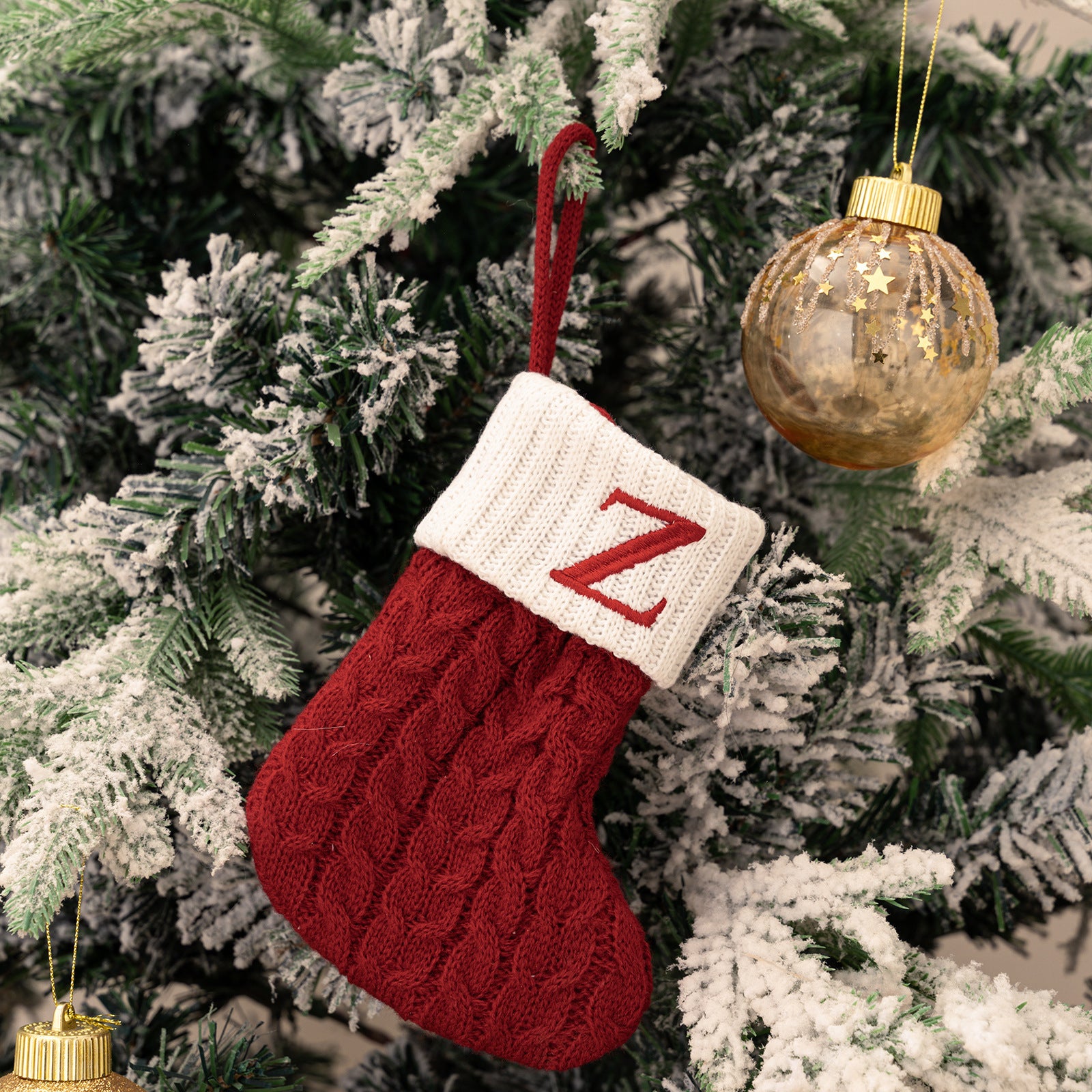 Cross-border cute letters Christmas stockings creative Christmas tree pendant Christmas style wool knitted socks decoration props
