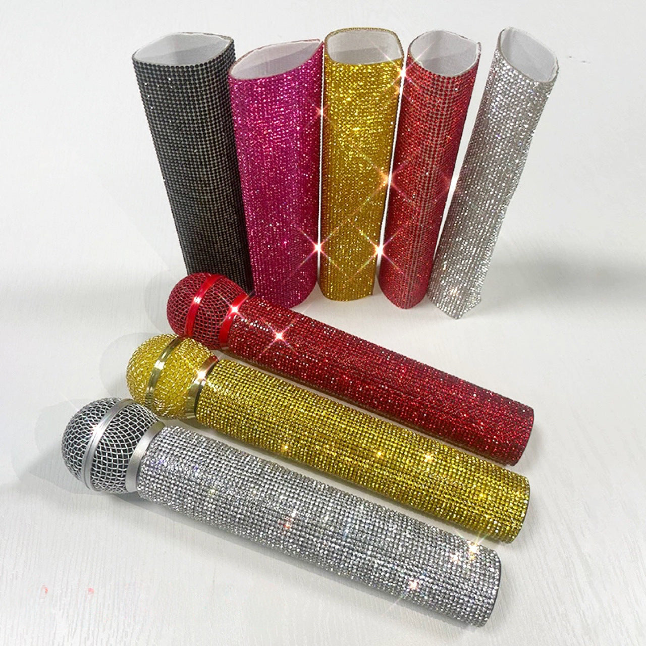 Universal wireless microphone diamond set stage performance singer host rhinestone protective cover bar microphone diamond set