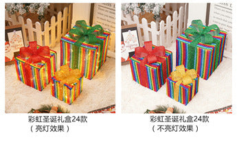 Cross-border new Christmas decoration gift box three-piece set Christmas string light room decoration colored lights decoration lights