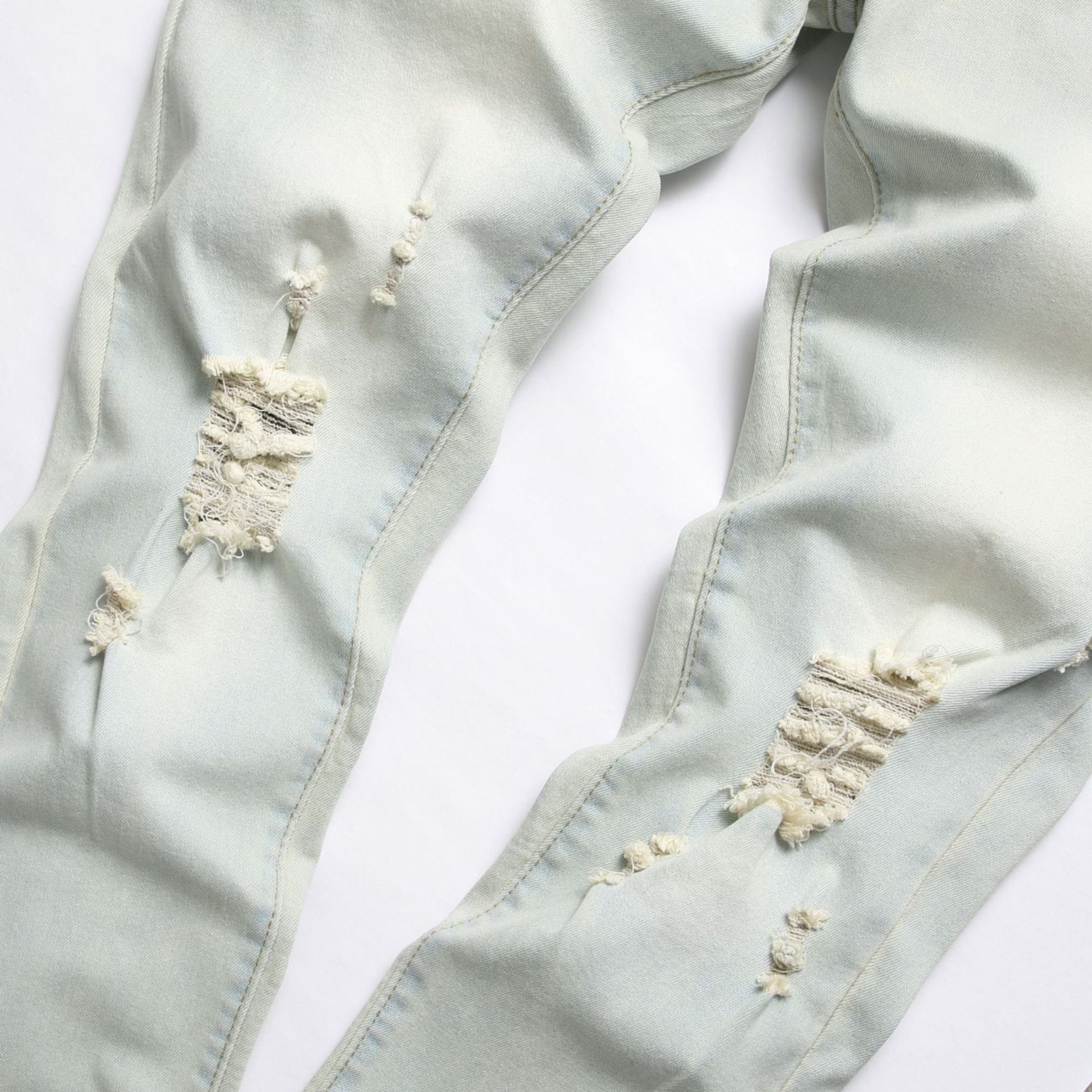 Foreign trade men's jeans high elastic ripped slim jeans men AliExpress men's jeans