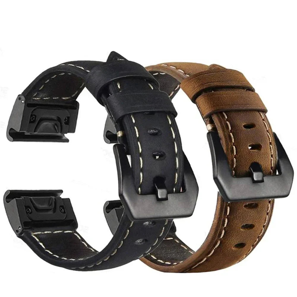 Suitable for Jiaming watch fenix 7/6/5 pro quick release frosted leather strap casual genuine leather replace wristband