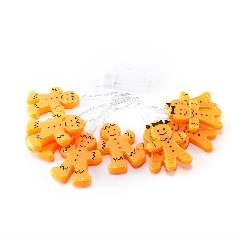 Cross-border new arrival gingerbread man led lighting chain Christmas decoration Christmas tree holiday decorative lights biscuit man figures colored lights