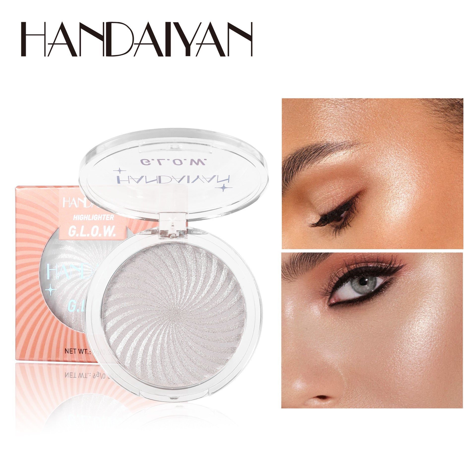 Cross-border six-color vortex highlighting powder matte thin and glittering handaiyan face powder highlight repair brightening makeup palette