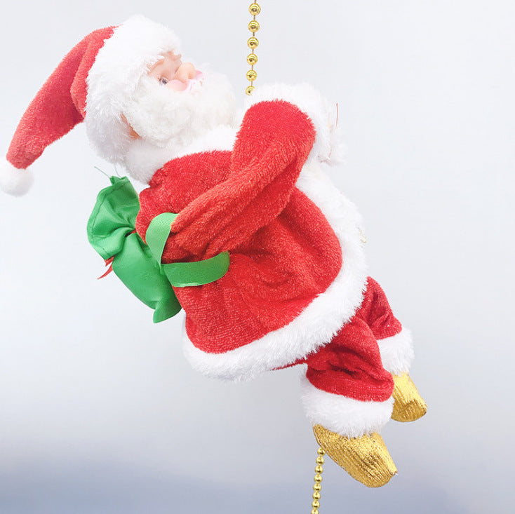 Climbing beads string TikTok plush climbing beads Santa doll toy New Electric Santa Claus shopping mall decoration