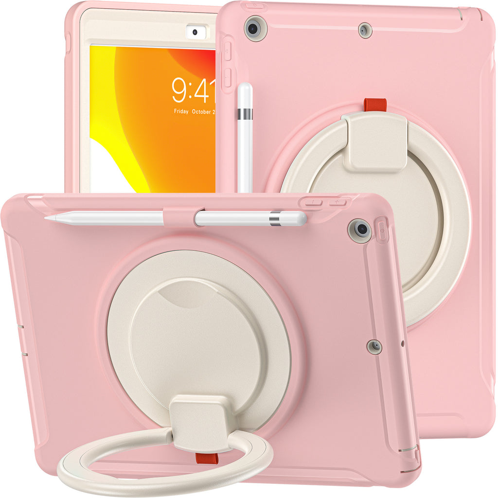 iPad 10.2 Apple tablet protective case with pen Sleeve 360 degrees handheld rotating bracket three-proof protective case