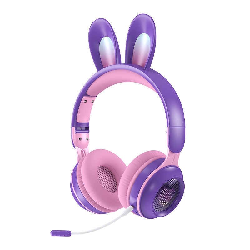 [New] cross-border KE-11 rabbit ears headset Bluetooth headset LED luminous wireless with microphone children's headphones