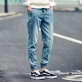 Men's jeans ankle-tied harem pants youth loose jeans autumn and winter elastic waist stretch skinny jeans