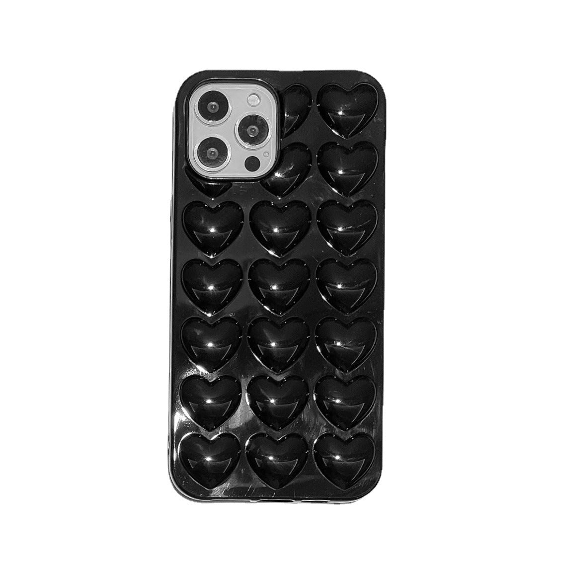 Black three-dimensional love iPhone17 for 11 Apple 15 phone case 13/14pro max phone case 16
