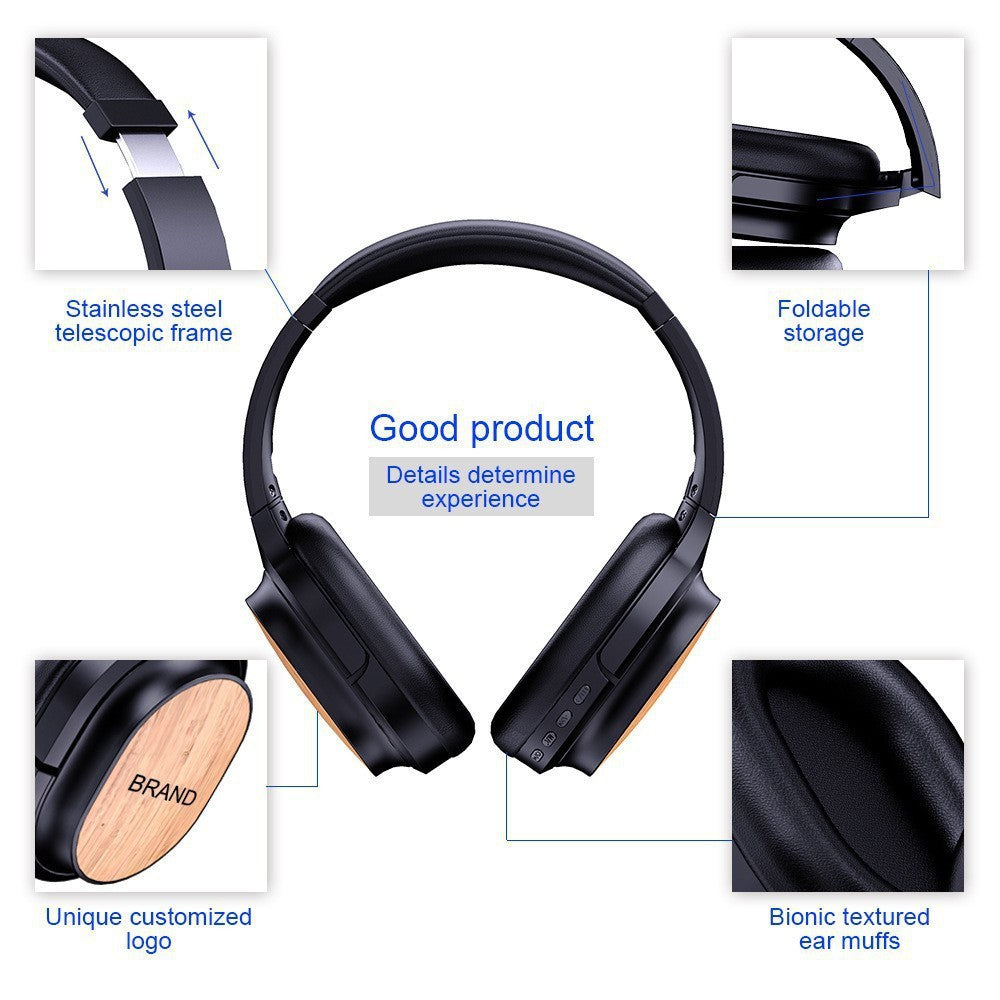 Bamboo wood degradation environmental protection Bluetooth headset headset computer headset cross-border wireless foreign trade gift mobile game